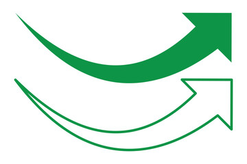 Curved arrow sign. arrow icon for your web site design, logo, app, UI. Long curved hand drawn arrow isolated. Green curved arrow vector illustration