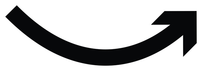Arrow icon. Black arrow icon on transparent background.  Curved arrow vector illustration
