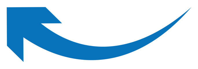 Blue curve arrow icon. Curved or arch arrow icon isolated. Flat style arrow icon for your website, design, logo, app, UI. Vector illustration.