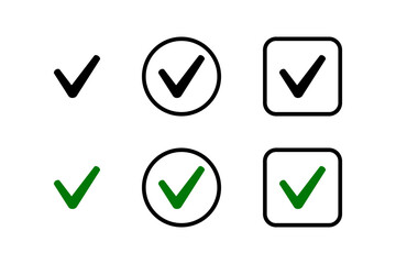 Minimal Black Check Mark Icons Set