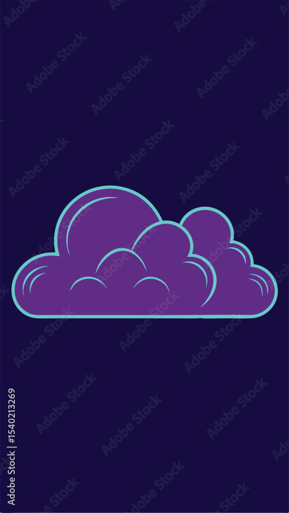 Poster abstract fog cloud illustration with dual color gradient and cyan edge outline
