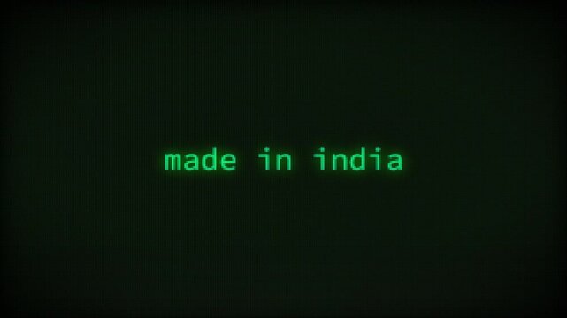 Made in India, Typing Text, Retro Computer Screen