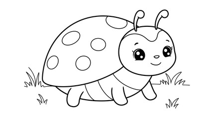 Naklejka premium Adorable Ladybug Coloring Page Cute Insect Illustration for Kids