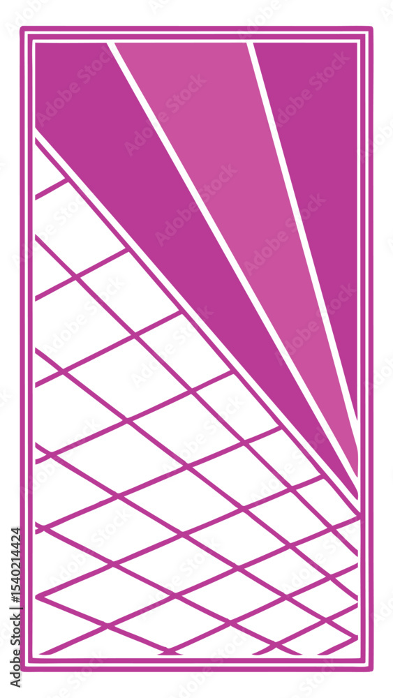 Poster abstract geometric composition in magenta with transparent background for design projects