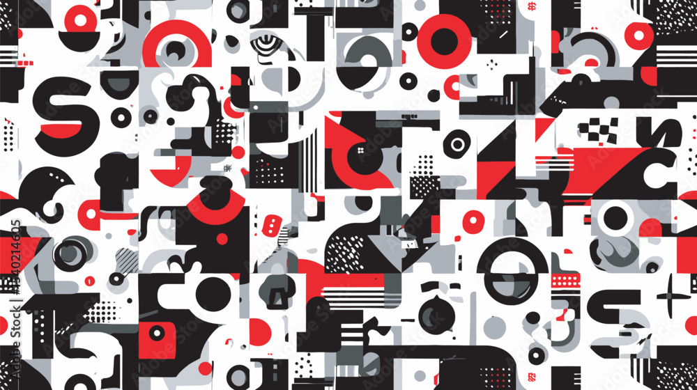 Poster abstract shapes interlock creating dynamic geometric pattern background seamless design