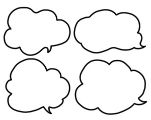 Fototapeta premium 手描きの雲型吹き出しセット