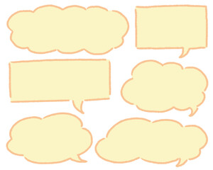 手描きの吹き出しセット_イエロー線