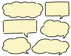 Fototapeta premium 手描きの吹き出しセット_イエロー