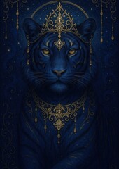 Majestic blue tiger adorned regally.