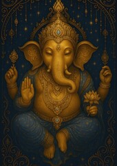 Fototapeta premium Intricate divine Ganesha illustration art.