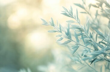 Delicate pale leaves in soft sunlight
