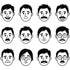 Stress feelings characters set vector isolated white background