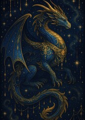 Majestic celestial dragon illustration.