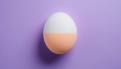 Fototapeta premium Half-painted egg, light purple background