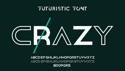 Colorful Creative Outline Double line monogram alphabet and tech fonts. Lines font regular uppercase and lowercase. Vector illustration.