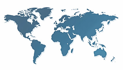 World Map Illustration in Blue Tones on White Background