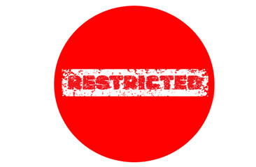Word text restricted on red circle. Grunge style design.