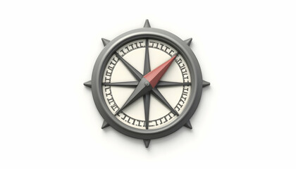 Navigation Compass on White Background Pointing Direction