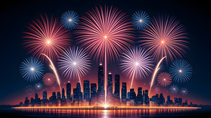 fireworks in the city fourth of july celebration