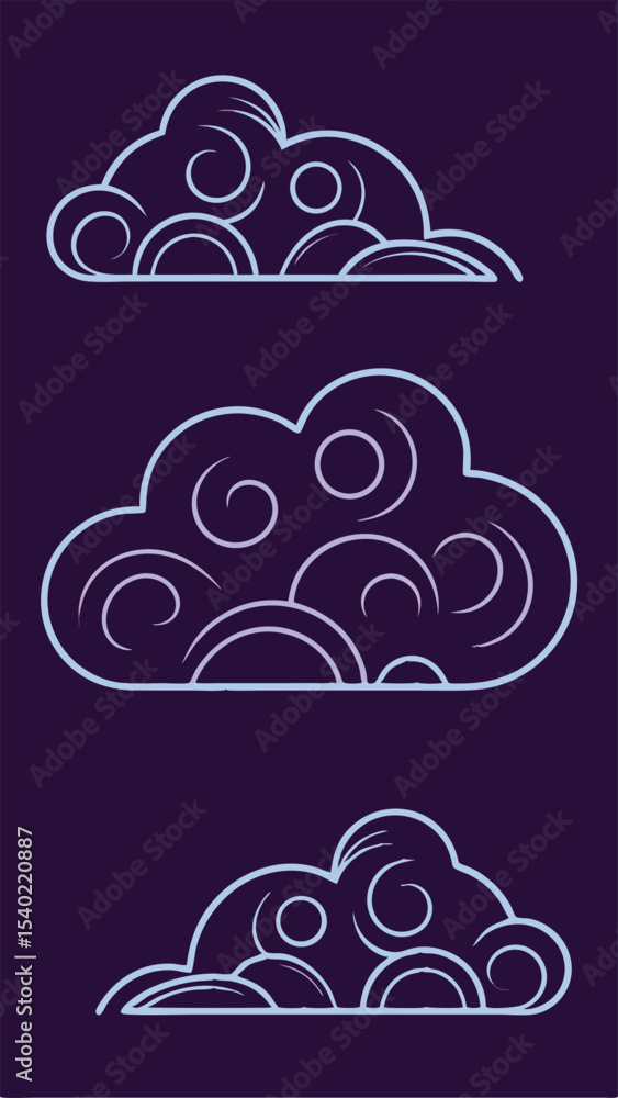 Poster abstract glowing fluid cloud patterns in dark marble with subtle vector design