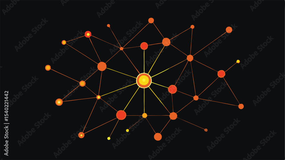 Poster abstract glowing neural network illustration representing data connections and technology concepts