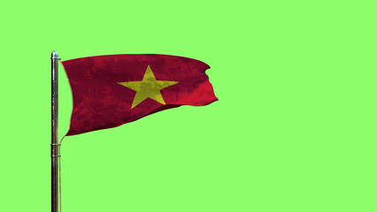 waving flag of Vietnam for day of the flag on green screen, isolated - object 3D illustration