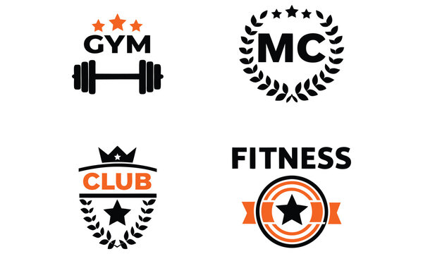 Fitness gym club logos collection isolated on white background