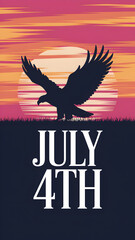 4th of july eagle silhouette background