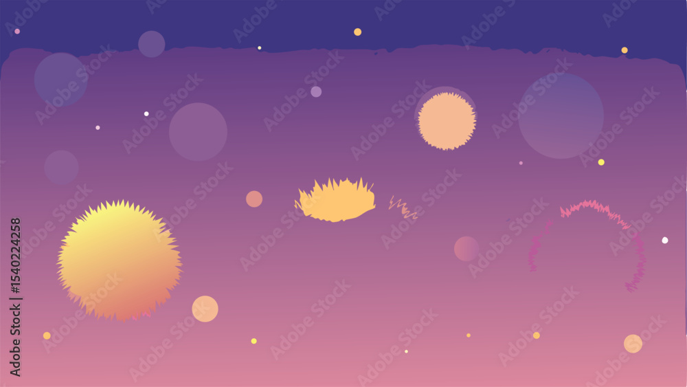Poster abstract gradient celestial illustration with floating shapes and a transparent background