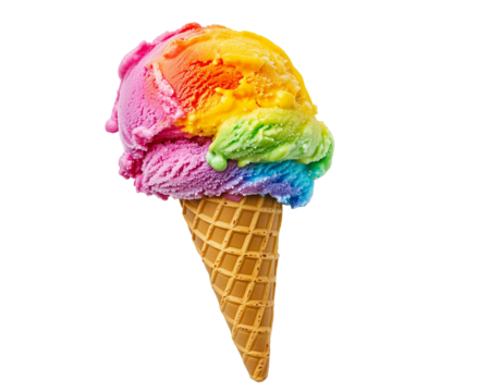Rainbow ice cream cone colorful