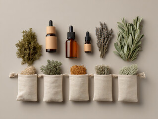 Crafting natural remedies with herbal ingredients and amber glass bottles 