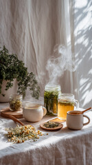 Chamomile tea for holistic gentle remedy and calming. 