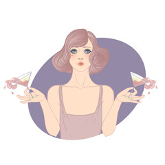Art Deco vector illustration of a flapper girl in 1920s style, featuring soft dusty rose and gold tones. Elegant and modern design, ideal for fashion prints, posters, branding, or digital use.