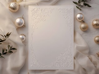 ultra quality image of wedding invitation with ornaments beside