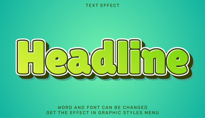 Headline 3d text effect with green gradient background for bold titles