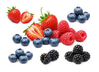 Different berries isolated on white background