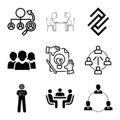 Business And Teamwork Icon Collection Depicting Management,Collaboration,And Strategy Development