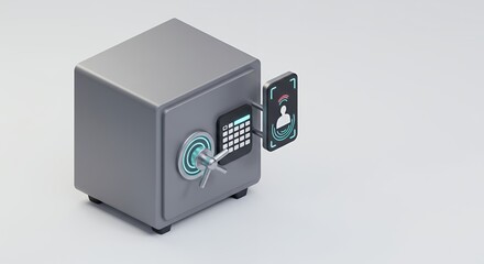 Secure Safe with Keypad and Face Recognition Digital Illustration High Tech Concept