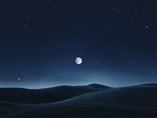 Serene night sky with new moon and stars for celestial design