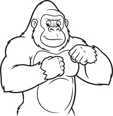 Black and white line art of an ape ready to fight © RbsCreative