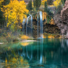 waterfalls at Hanging Lake U.S. National Natural Landmark in Glenwood Canyon White River National Forest, Garfield county, Glenwood Springs, Colorado, USA