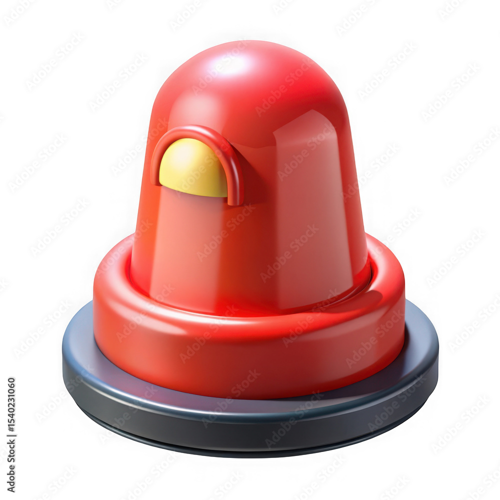 Poster red 3d button icon isolated on transparent background