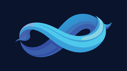 Abstract infinity symbol in shades of blue with transparent background for design