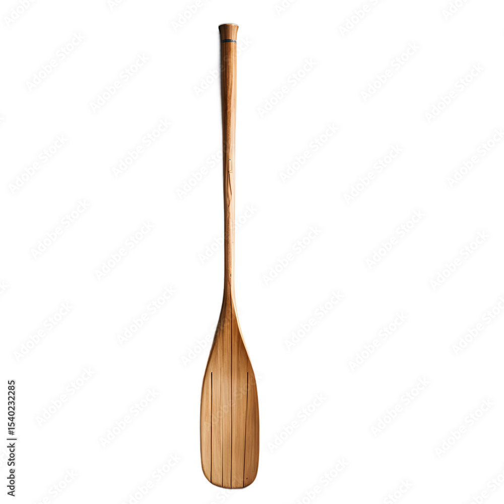 Poster a wooden rowing oar with broad blade, isolated on a empty plain background