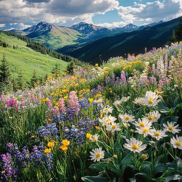Sawatch Mountains Summer View with Wildflowers