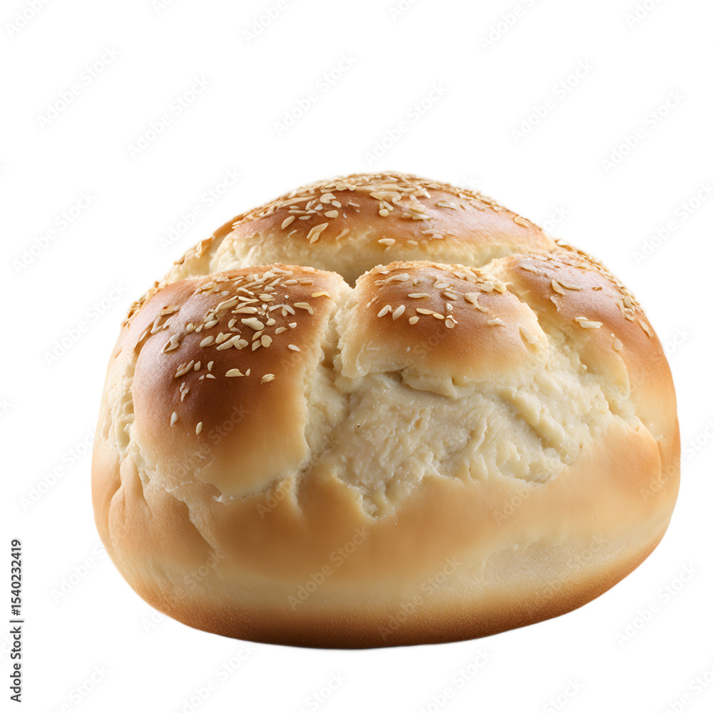 Aufkleber a round white bread bun called faluche, isolated on a empty plain background