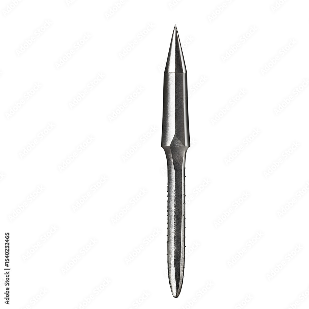 Poster a single iron nail with pointed tip, isolated on a empty plain background