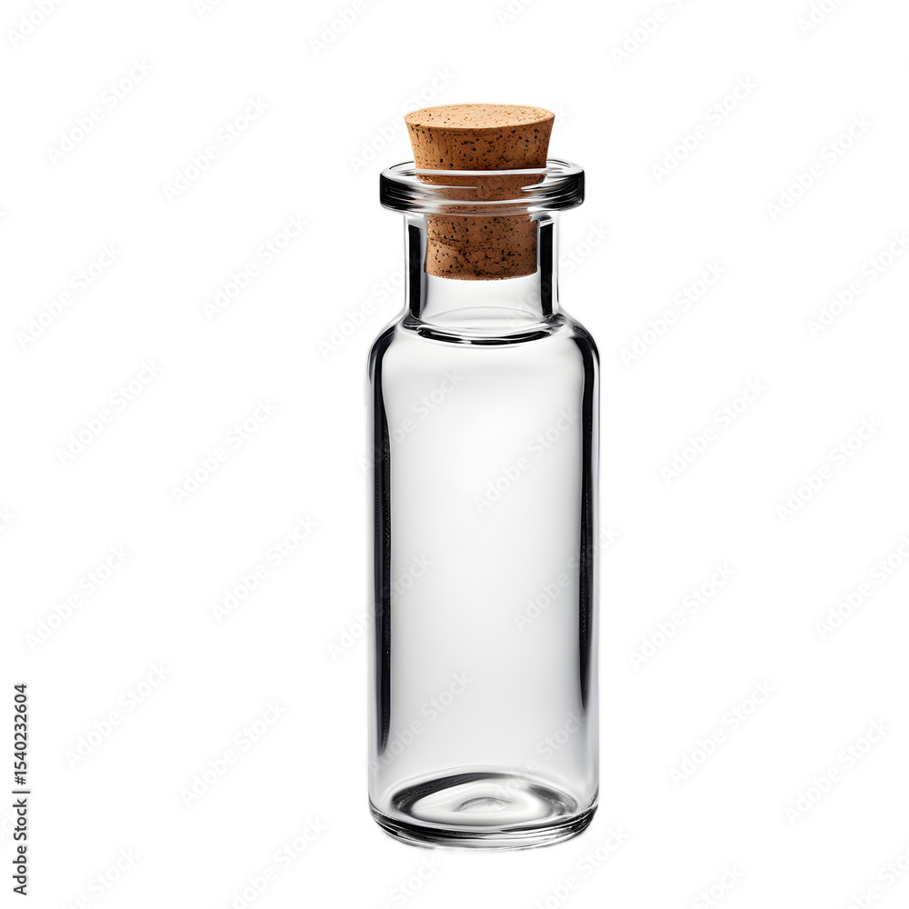 Aufkleber a tiny glass vial with cork stopper, isolated on a empty plain background