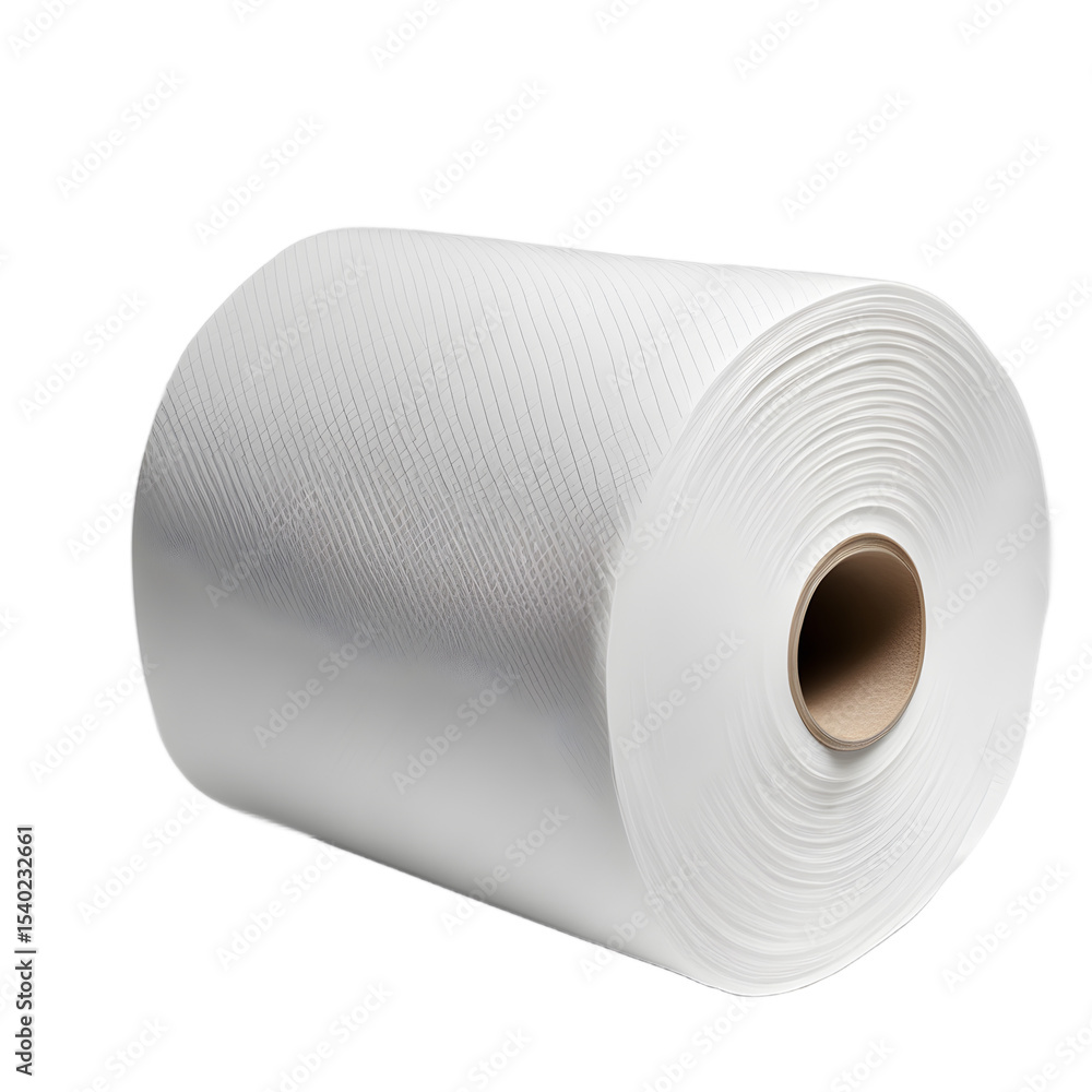 Poster a roll of paper towels partially unrolled, isolated on a empty plain background