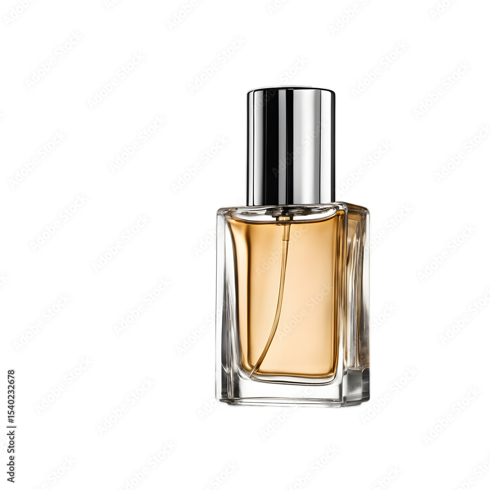 Poster a small bottle of eau de toilette spray, isolated on a empty plain background